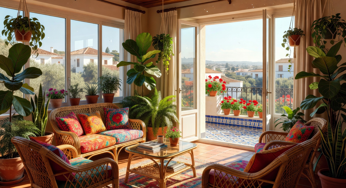 Solarium español con plantas