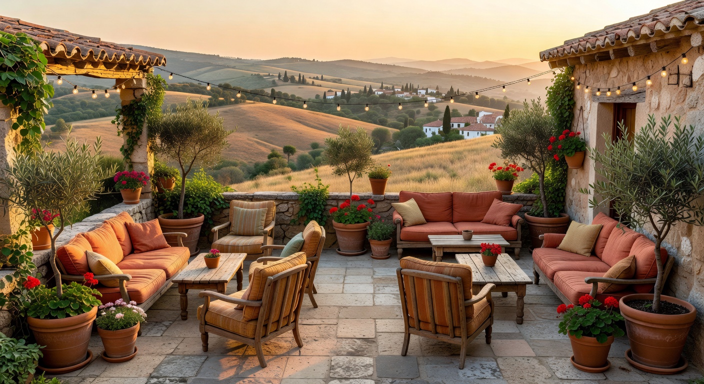 Terraza española con zona de descanso